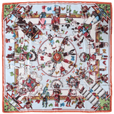 HERMES 1992 Kachinas by Kermit Oliver Twill Silk Scarf 90 x 90 cm