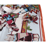 HERMES 1992 Kachinas by Kermit Oliver Twill Silk Scarf 90 x 90 cm