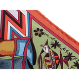 HERMES 1992 Kachinas by Kermit Oliver Twill Silk Scarf 90 x 90 cm