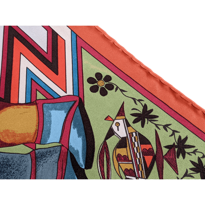 HERMES 1992 Kachinas by Kermit Oliver Twill Silk Scarf 90 x 90 cm