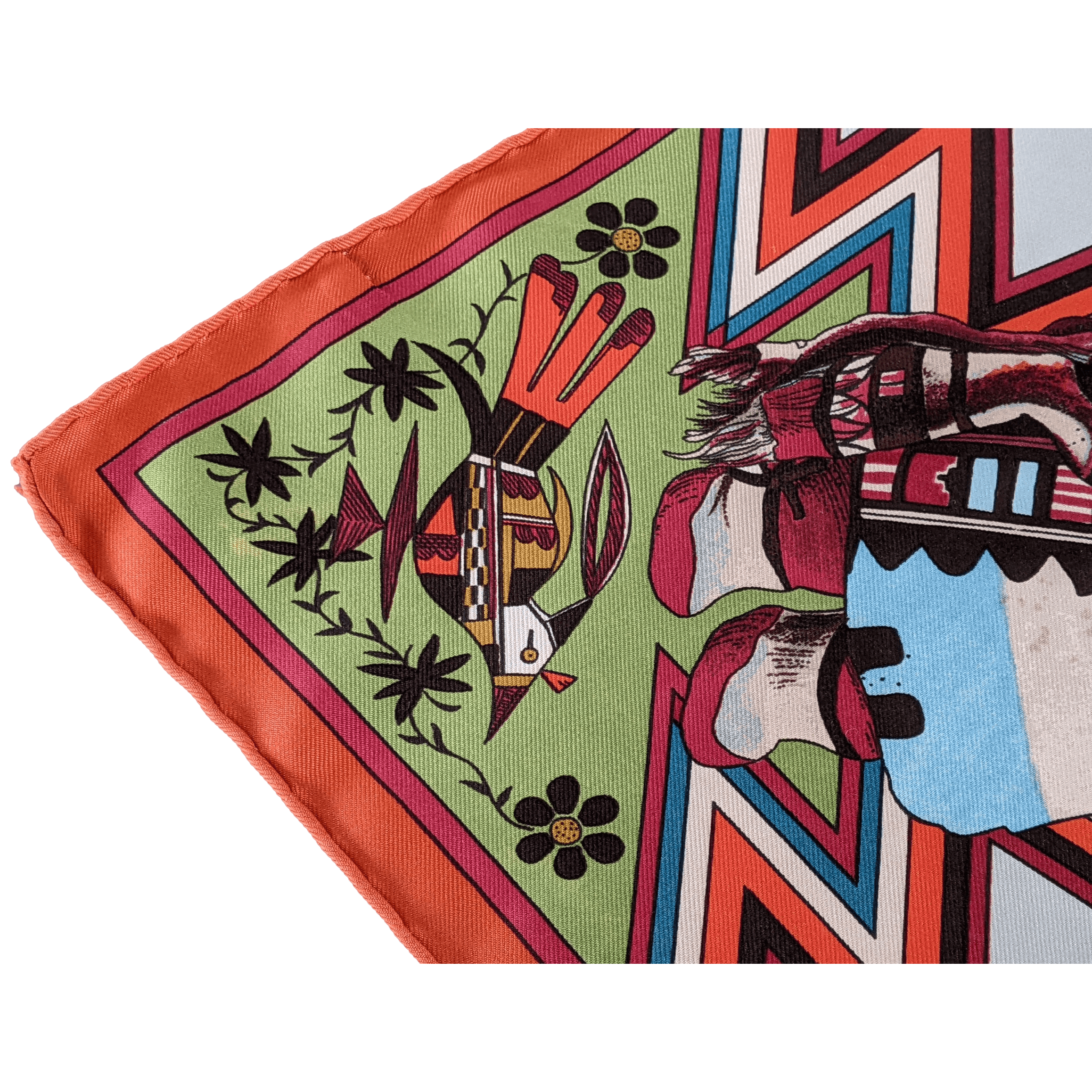 HERMES 1992 Kachinas by Kermit Oliver Twill Silk Scarf 90 x 90 cm