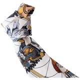 HERMES  1990s Kachinas by Oliver Kermit Print Twill Silk Tie 9 cm