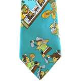 Produits Hermes 1990's Turquoise "Kachinas" by Kermit Oliver Print Scarf Twill Silk Tie 9 cm