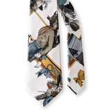HERMES  1990s Kachinas by Oliver Kermit Print Twill Silk Tie 9 cm