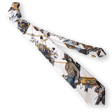 HERMES  1990s Kachinas by Oliver Kermit Print Twill Silk Tie 9 cm