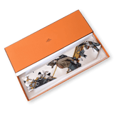 HERMES  1990s Kachinas by Oliver Kermit Print Twill Silk Tie 9 cm