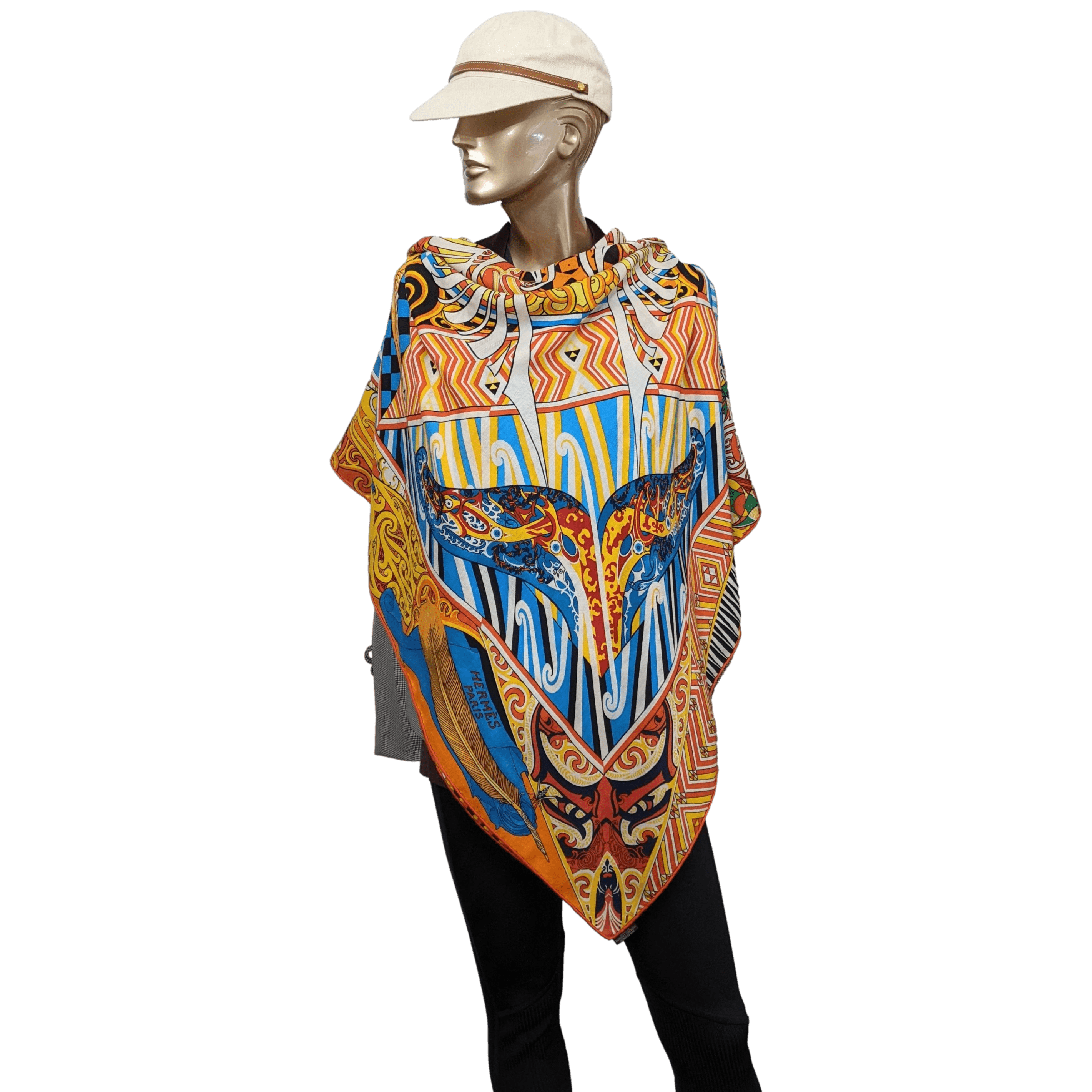 HERMES Kawa Ora by Te Rangitu Netana Cashmere Shawl 140 x 140 cm