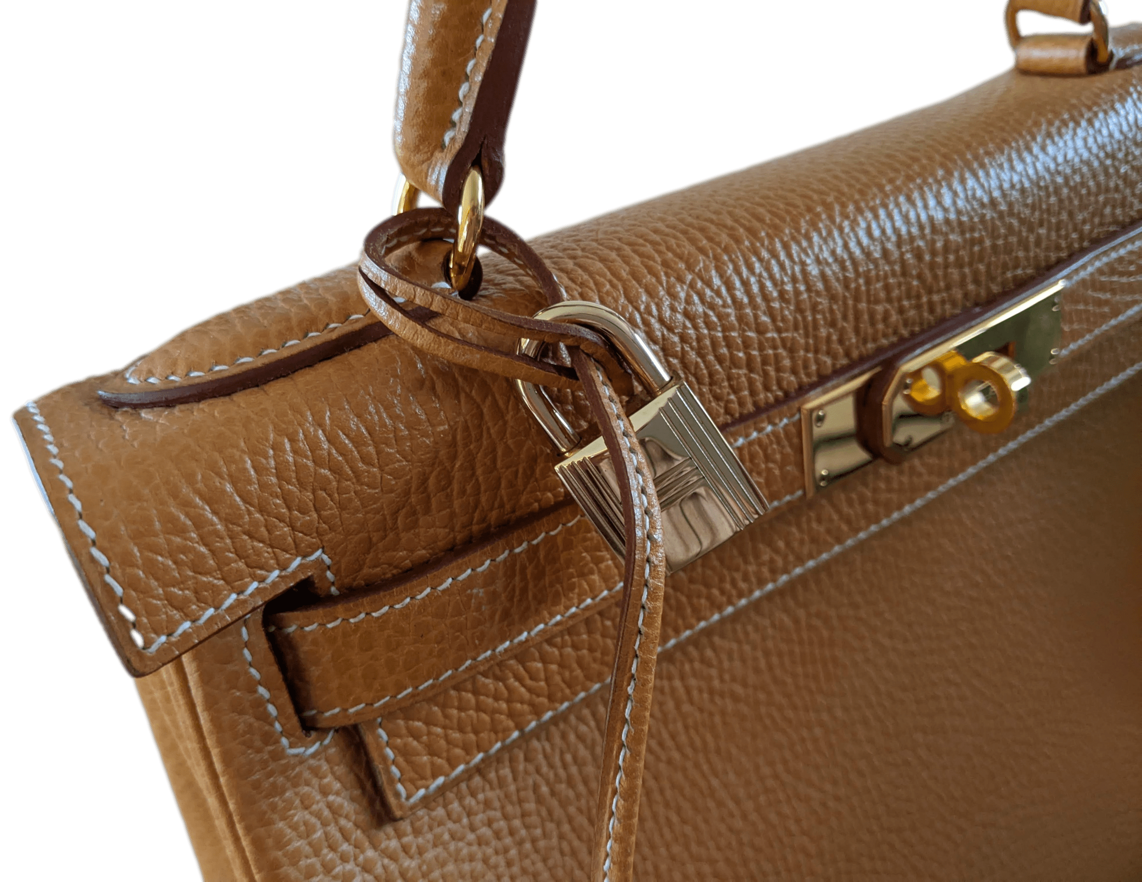 HERMES 1997 KELLY 28 Natural Veau Ardennes in Exceptional Condition GHW
