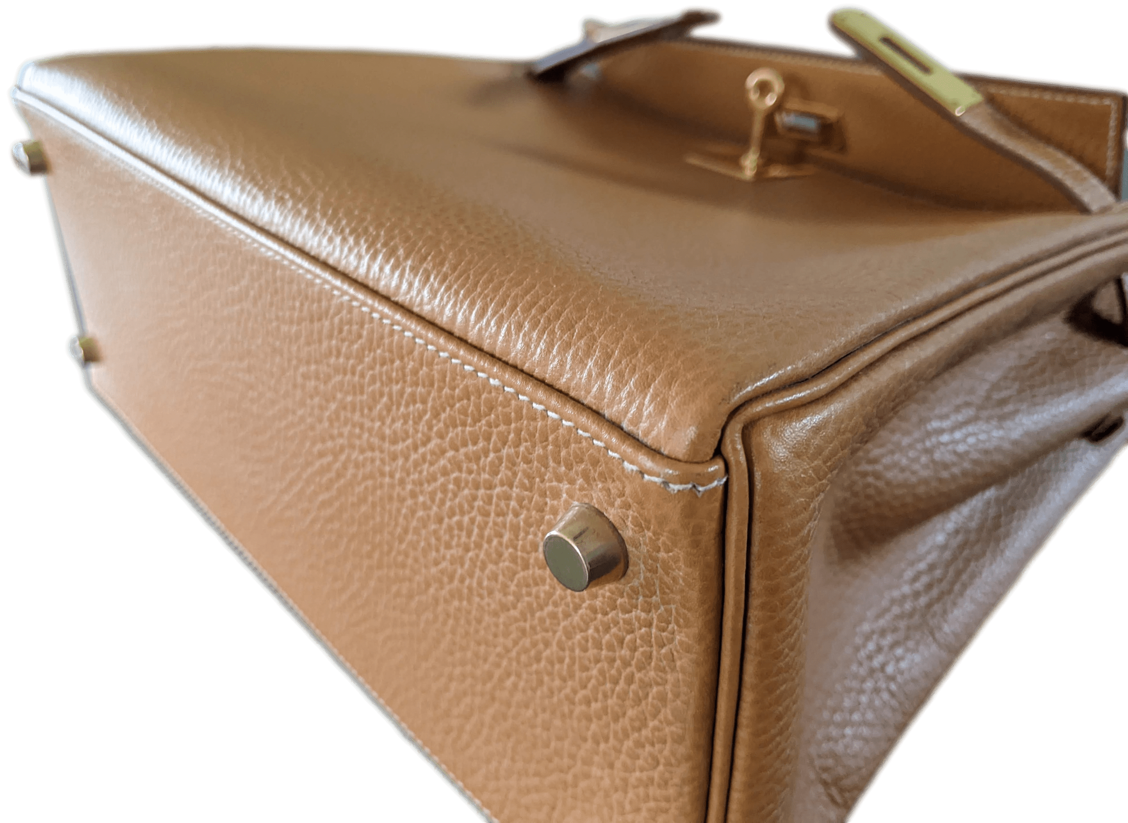HERMES 1997 KELLY 28 Natural Veau Ardennes in Exceptional Condition GHW