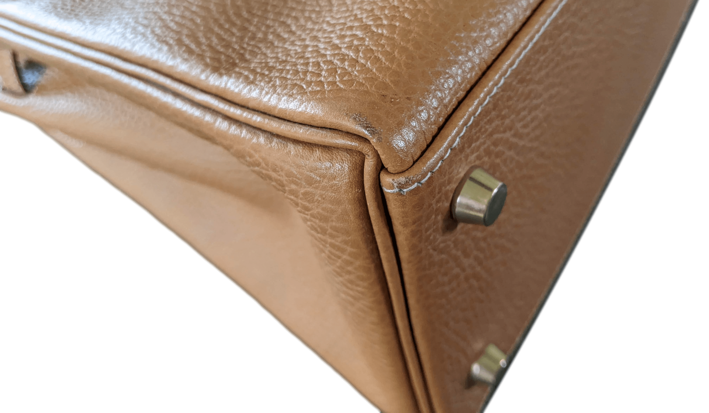 HERMES 1997 KELLY 28 Natural Veau Ardennes in Exceptional Condition GHW