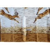 HERMES 1990's Gold Kenya by Robert Dallet Jacquard Twill Silk Scarf 90 x 90 cm