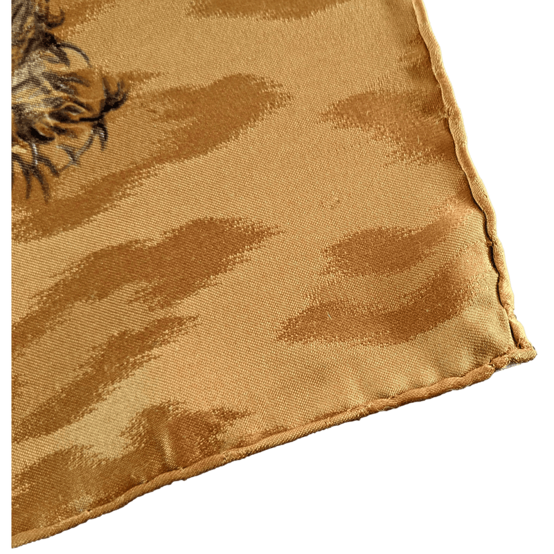 HERMES 1990's Gold Kenya by Robert Dallet Jacquard Twill Silk Scarf 90 x 90 cm