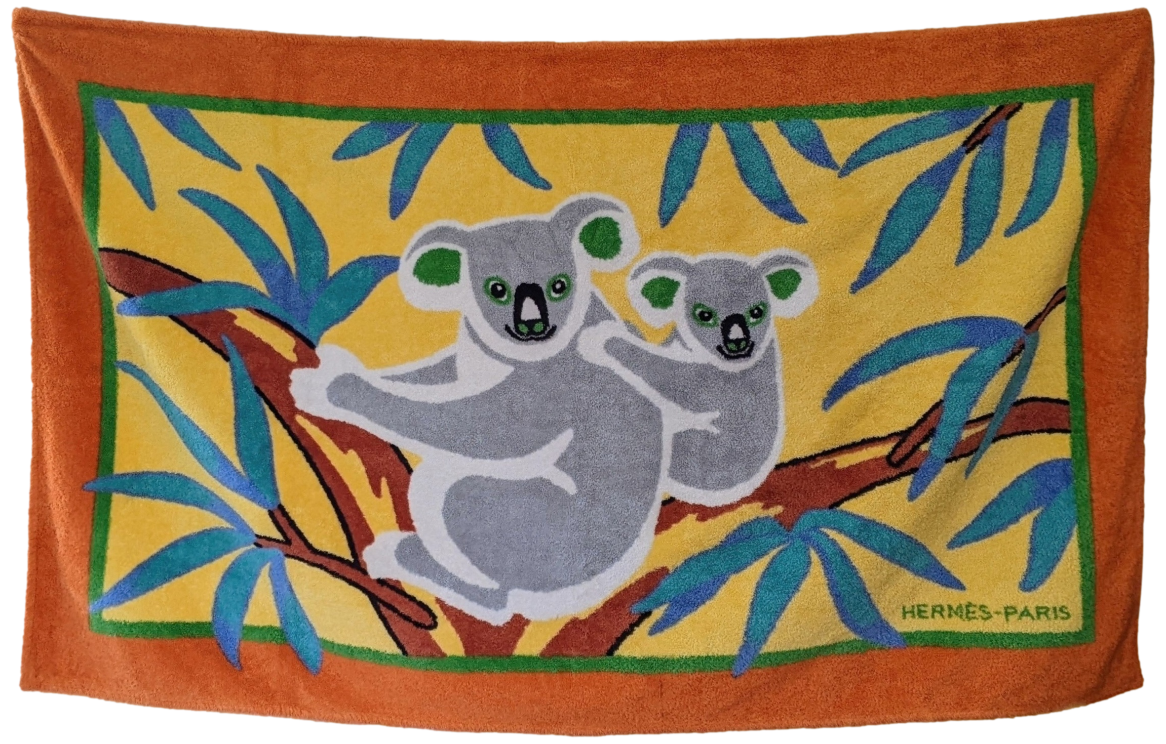 HERMES KOALA Vintage Terry Cotton Beach Towel GM 90 x 150 cm