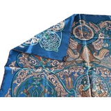 HERMES 2010 Blue La Charmante aux Animaux by Annie Faivre Twill Silk Scarf 90 x 90 cm