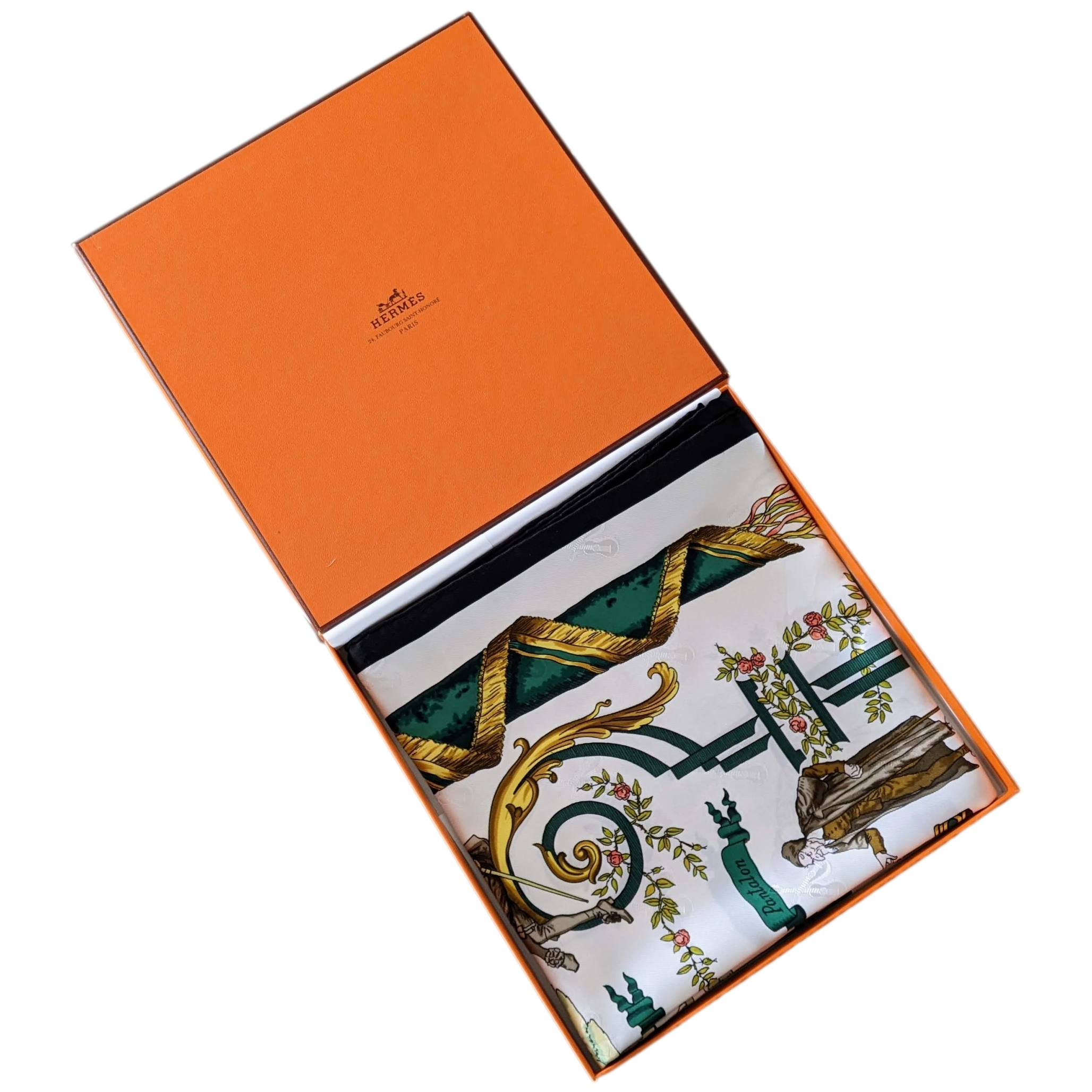 HERMES LA COMEDIE ITALIENNE Jacquard Twill Silk 90 x 90cm