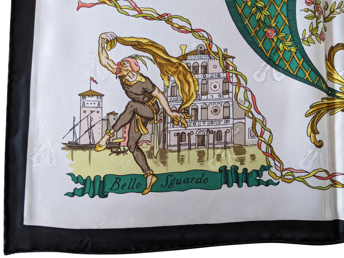 HERMES LA COMEDIE ITALIENNE Jacquard Twill Silk 90 x 90cm