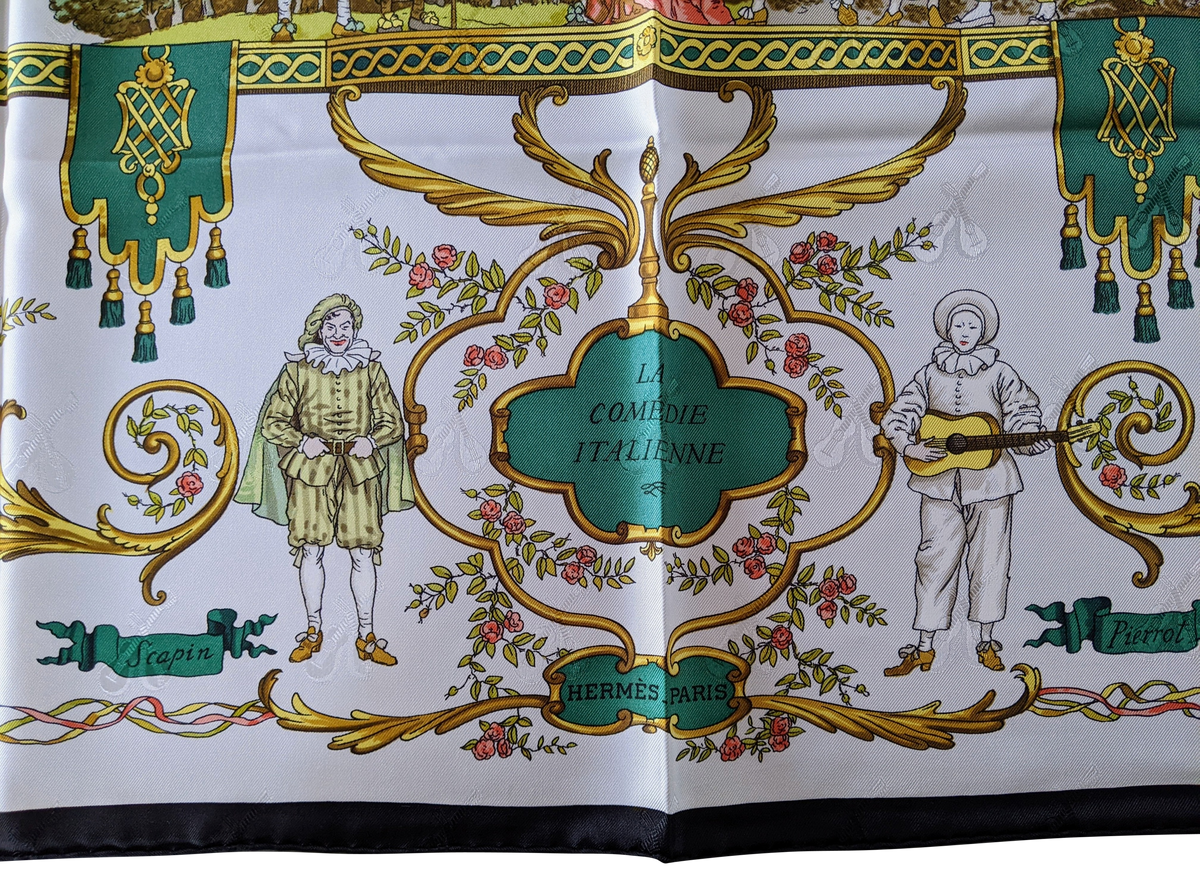 HERMES LA COMEDIE ITALIENNE Jacquard Twill Silk 90 x 90cm