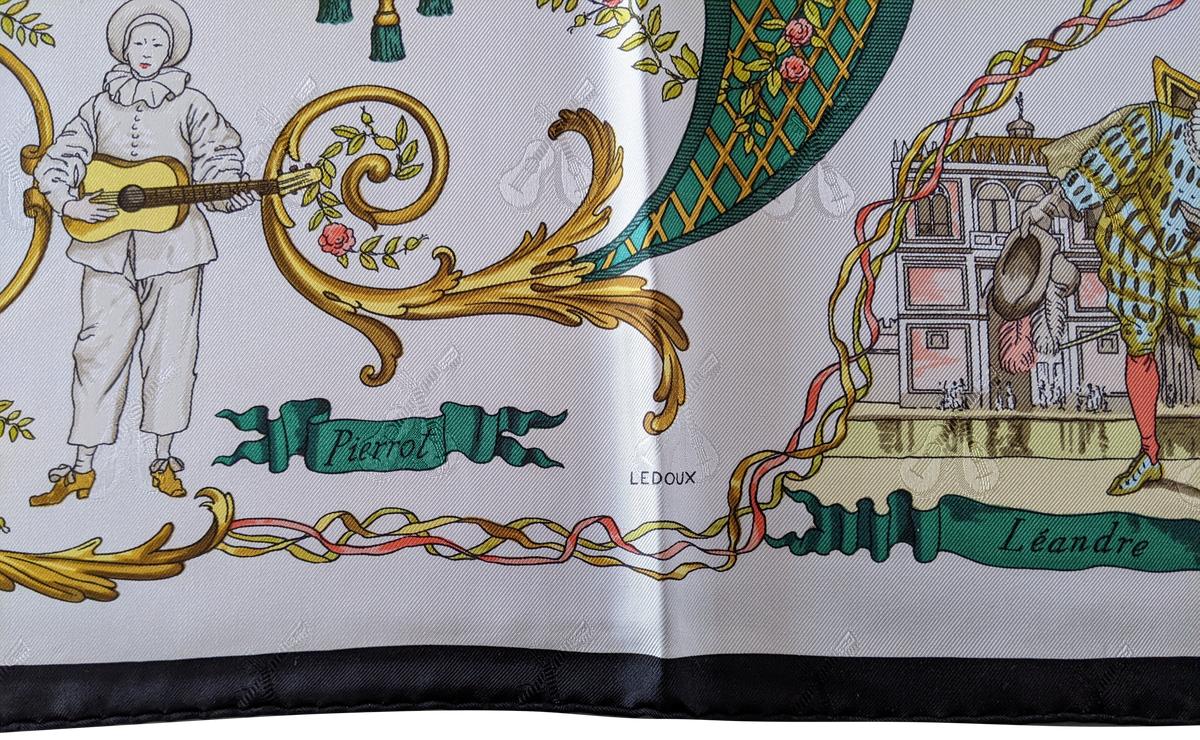 HERMES LA COMEDIE ITALIENNE Jacquard Twill Silk 90 x 90cm