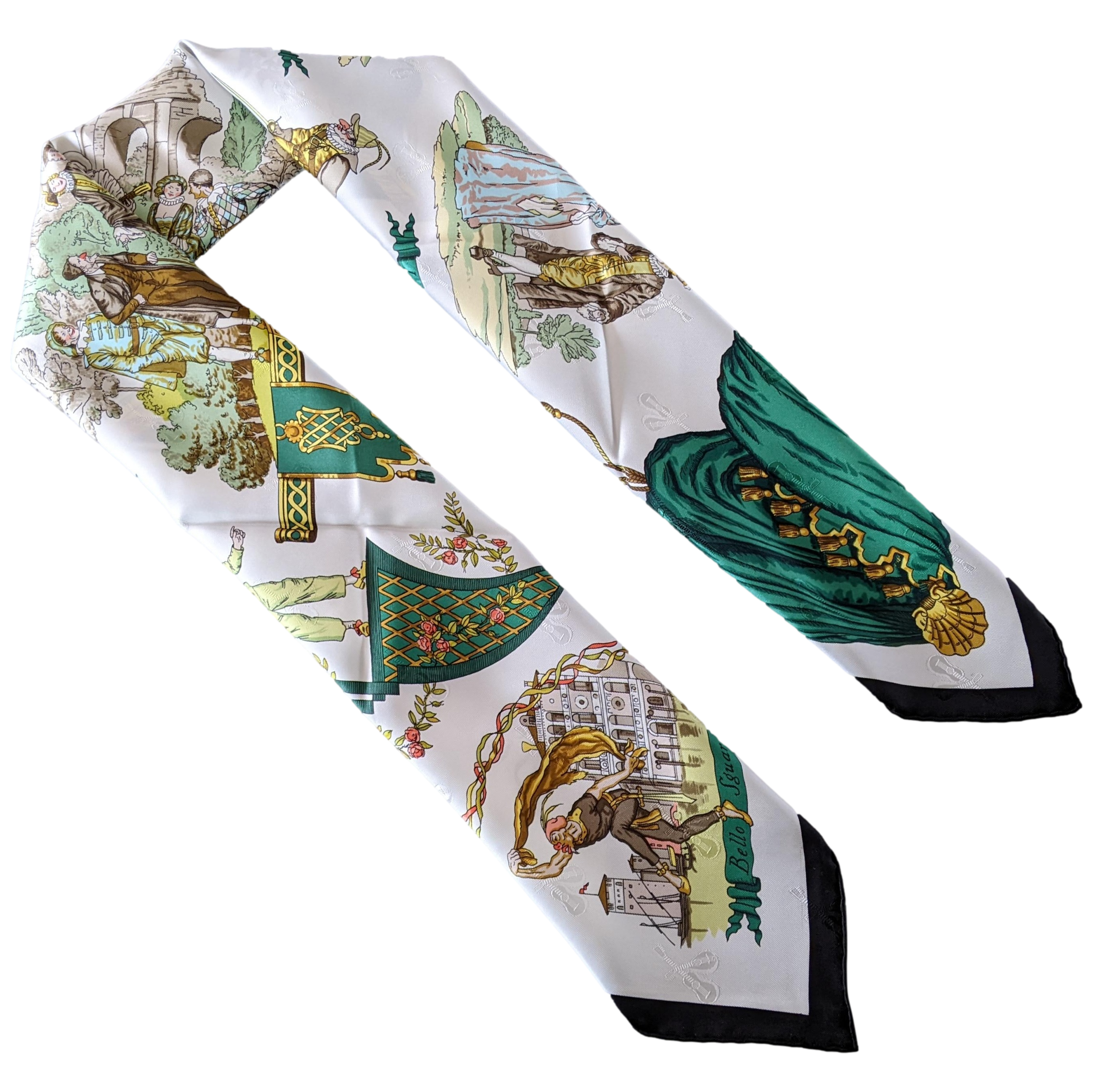 HERMES LA COMEDIE ITALIENNE Jacquard Twill Silk 90 x 90cm