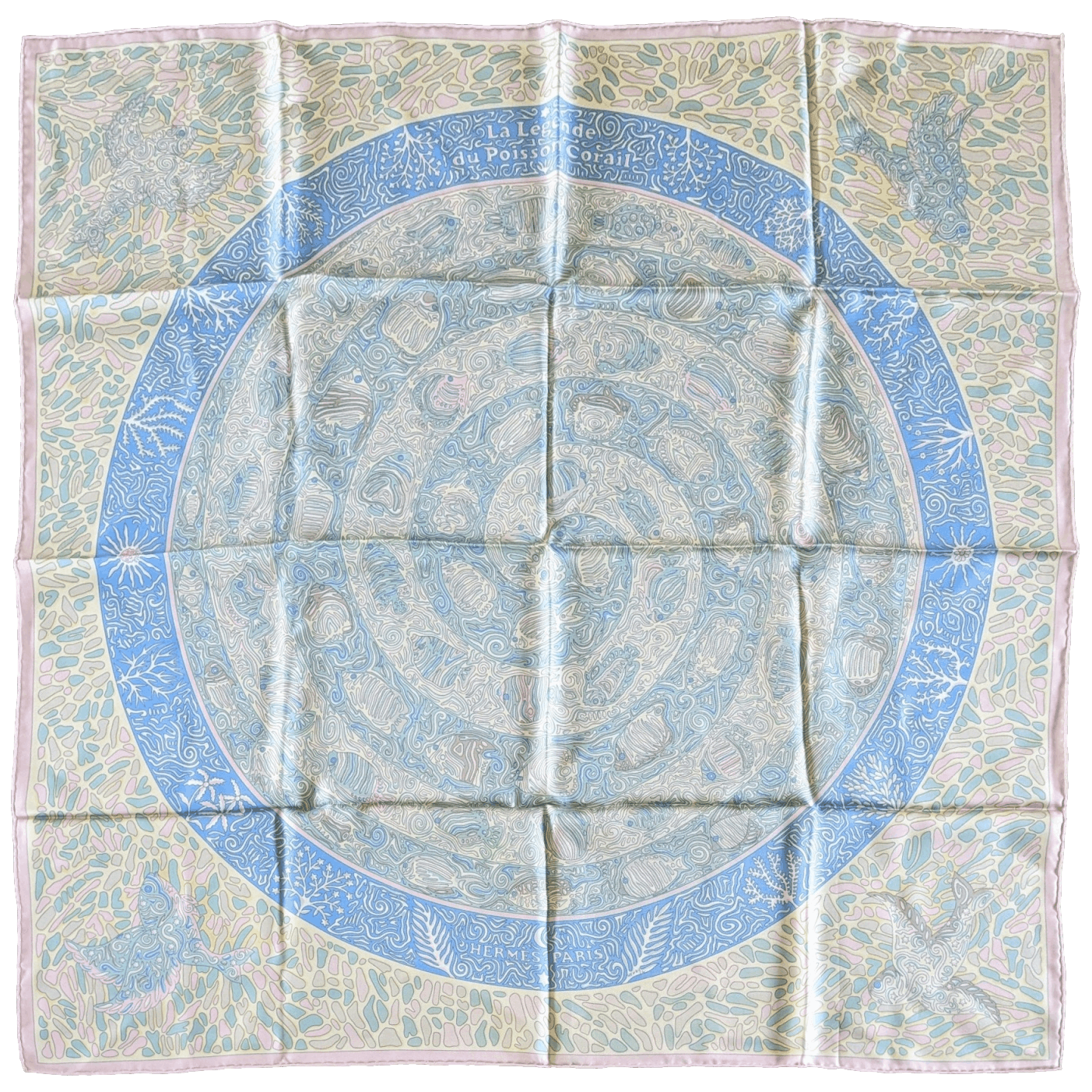 HERMES La Legende du Poisson Corail Twill 90 Scarf
