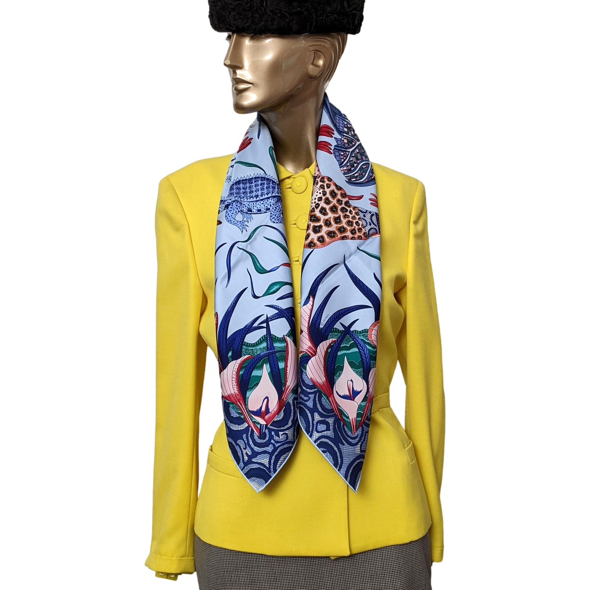 Produits Hermes Bleu Ciel/Bleu Jean " La Marche du Zambeze " by Ardmore Artists Twill 90cm,