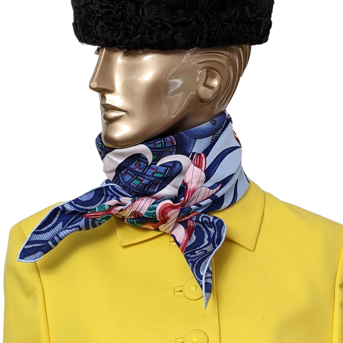 Produits Hermes Bleu Ciel/Bleu Jean " La Marche du Zambeze " by Ardmore Artists Twill 90cm,