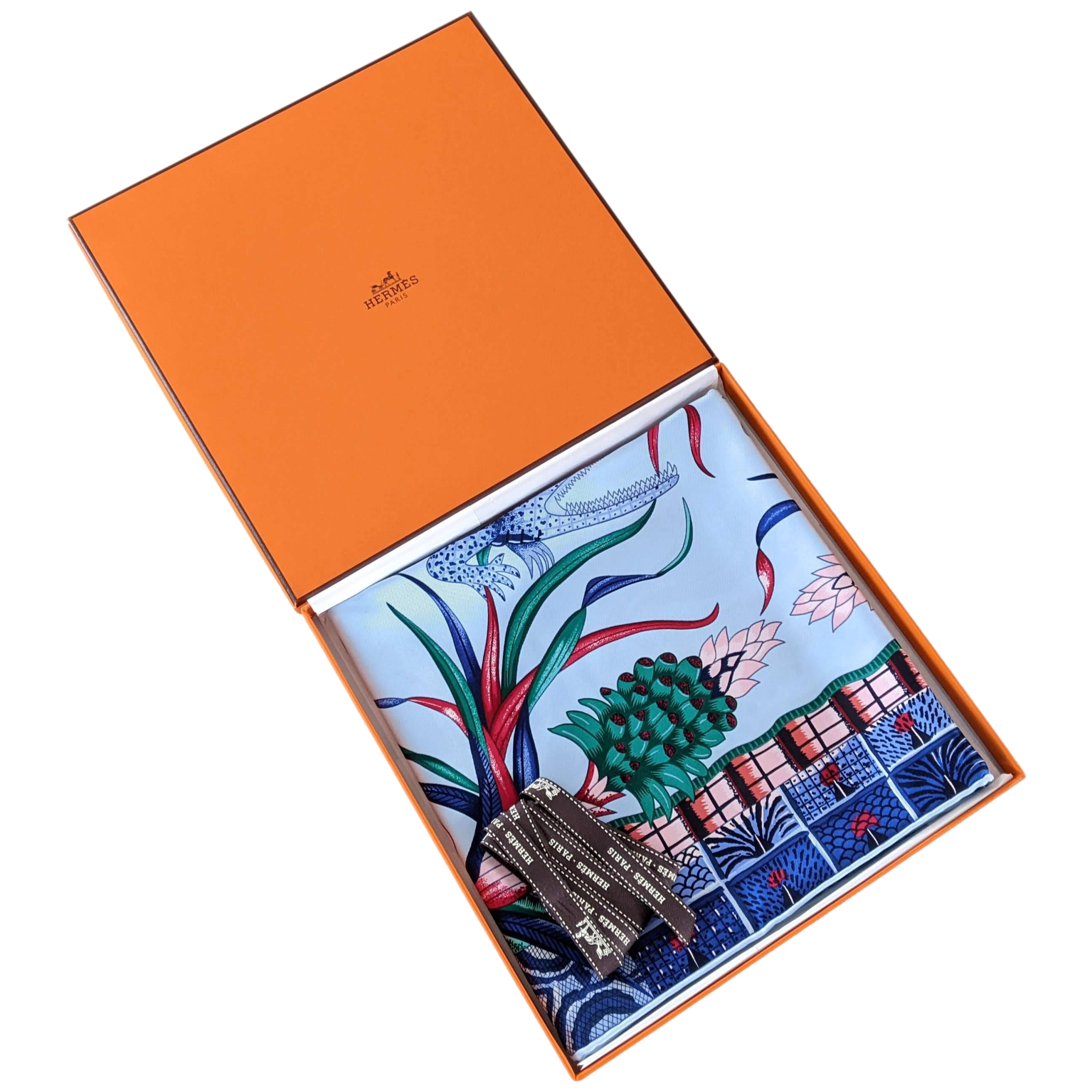 Produits Hermes Bleu Ciel/Bleu Jean " La Marche du Zambeze " by Ardmore Artists Twill 90cm,