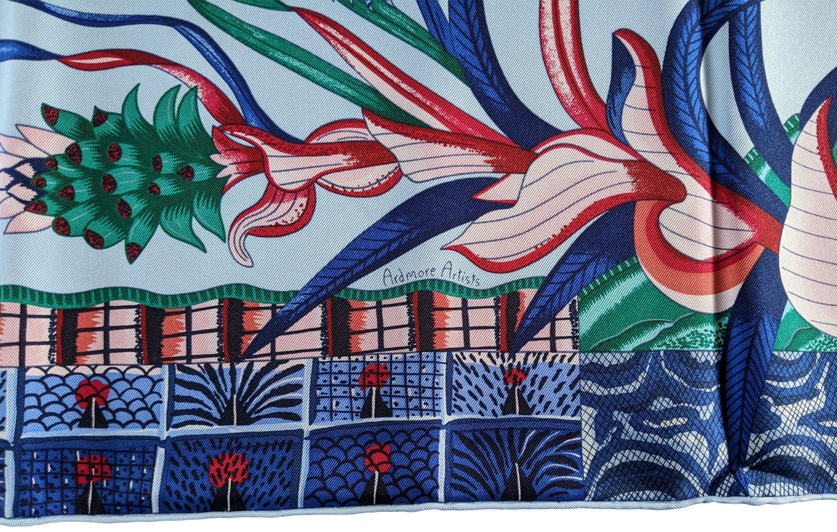 Produits Hermes Bleu Ciel/Bleu Jean " La Marche du Zambeze " by Ardmore Artists Twill 90cm,