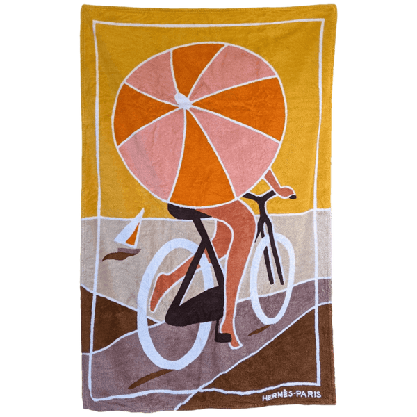 HERMES Tapis de Plage La route des plages Terry Cotton Beach Towel 90 x 150 cm