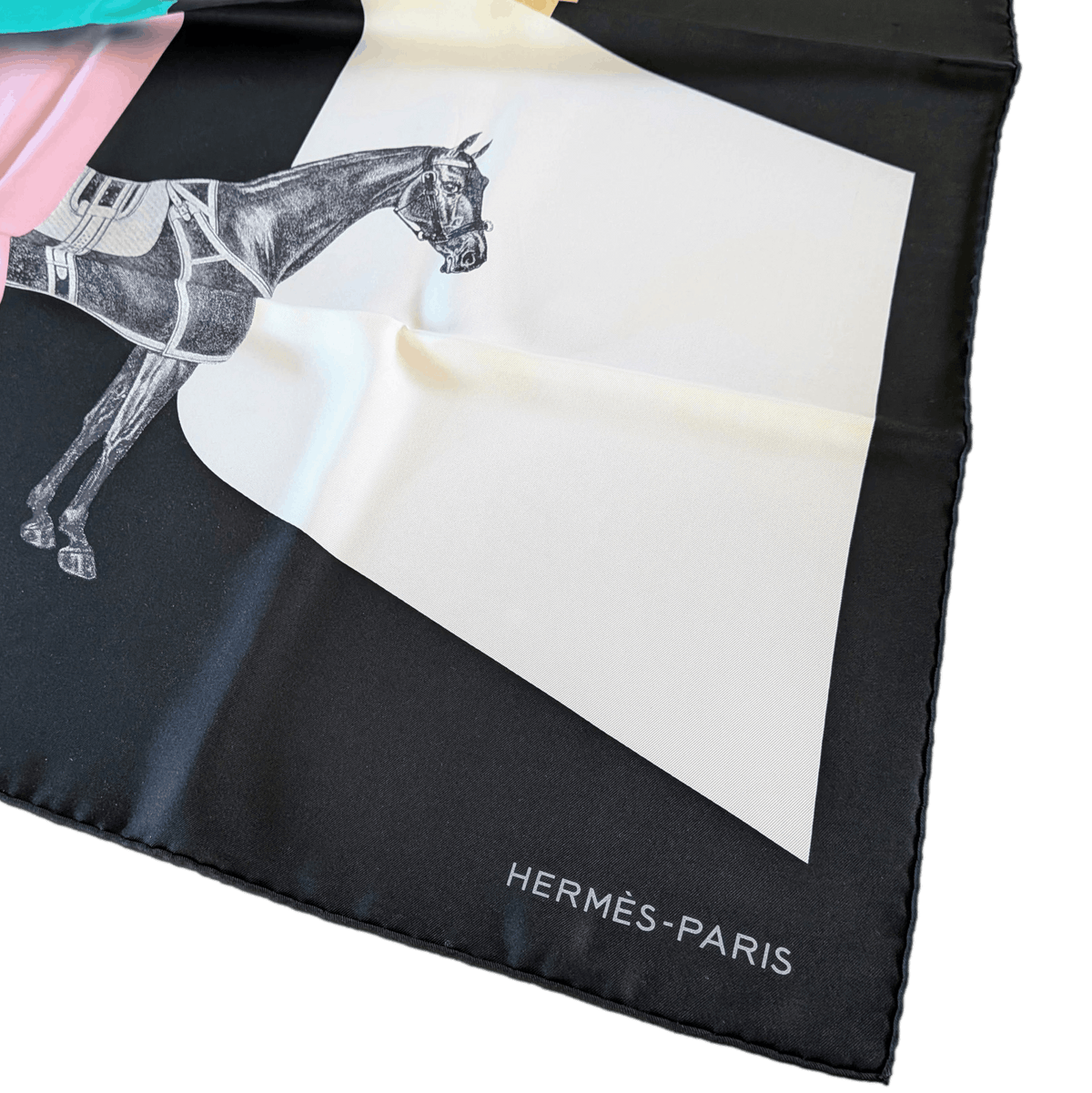 HERMES La Serpentine de Pierre Pierre Charpin Silk Scarf 90 Black Pink White 2018 Rare