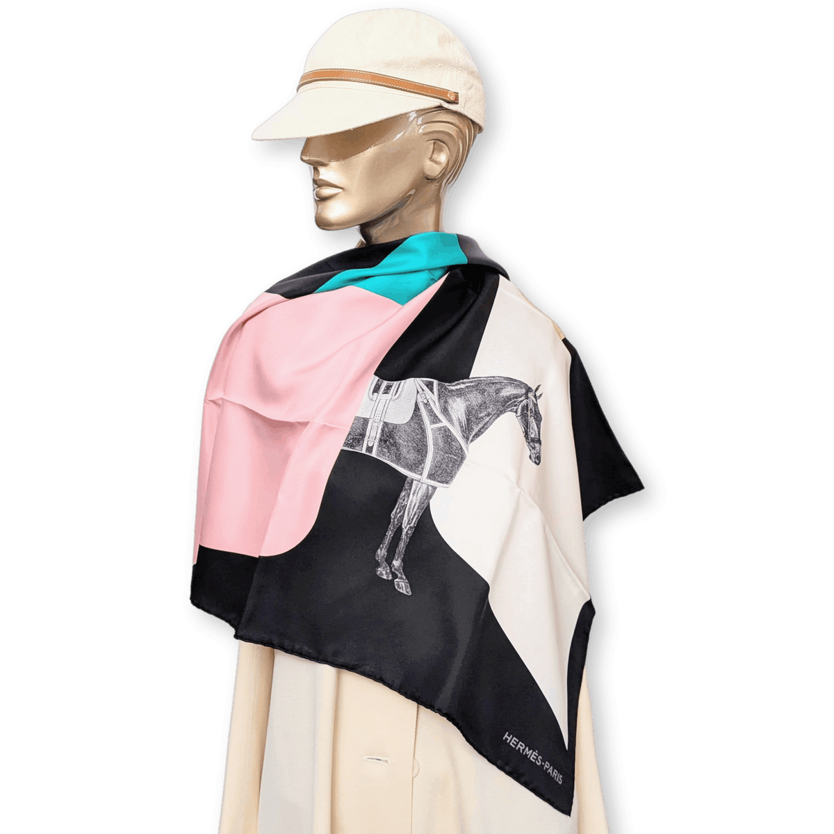 HERMES La Serpentine de Pierre Pierre Charpin Silk Scarf 90 Black Pink White 2018 Rare