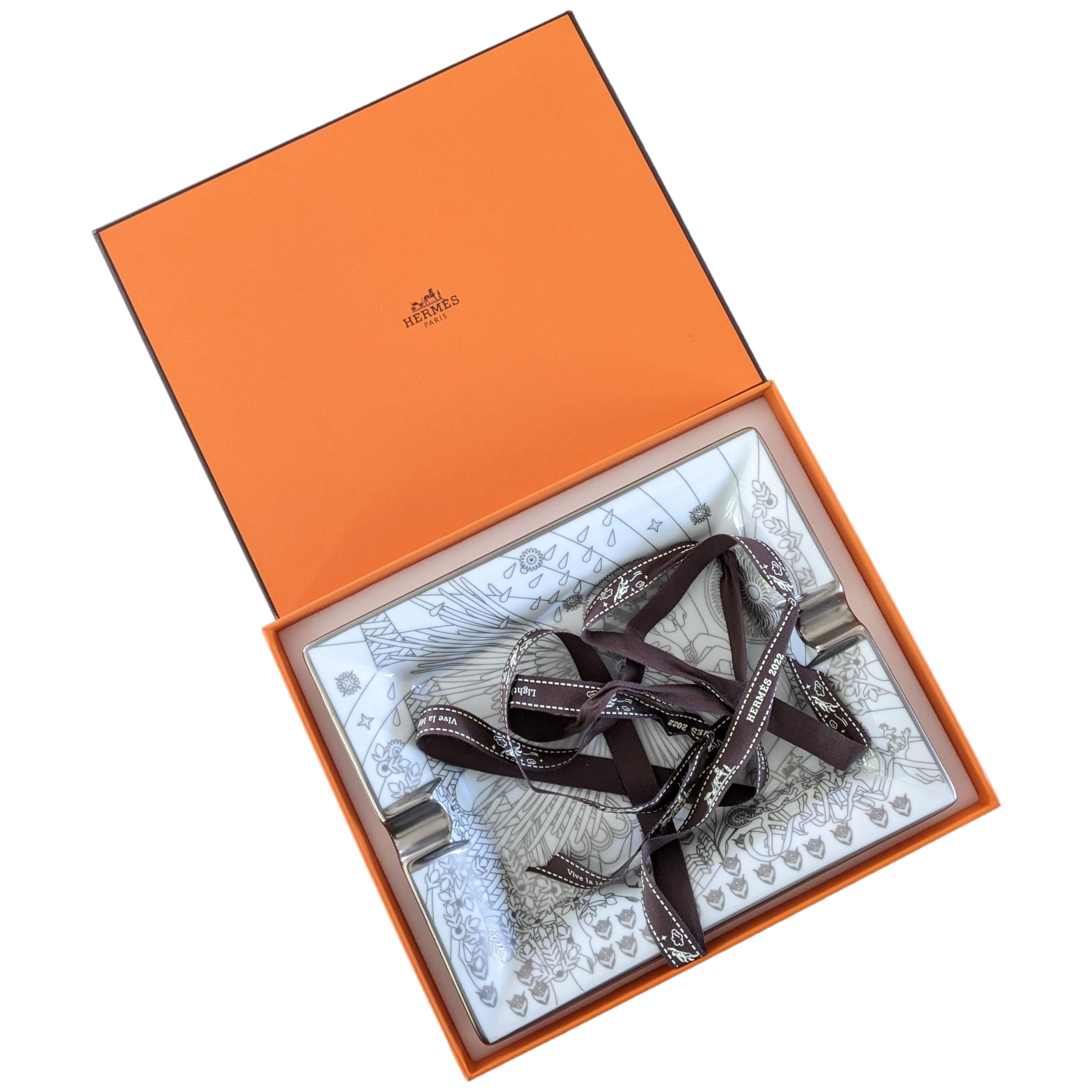 HERMES [JUTTA27] LA SOURCE DE PEGASE Limoges Porcelain Ashtray GM
