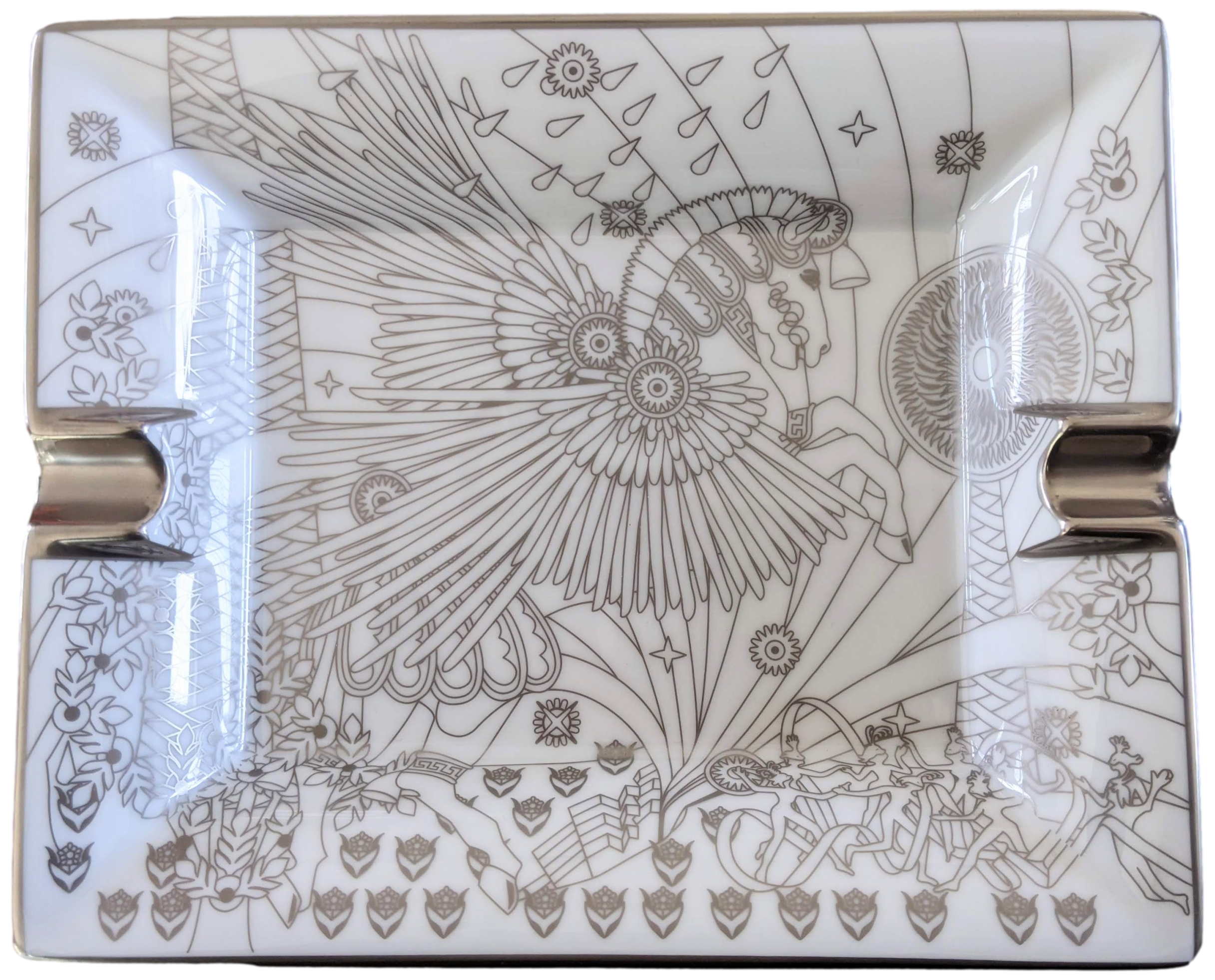 HERMES [JUTTA27] LA SOURCE DE PEGASE Limoges Porcelain Ashtray GM