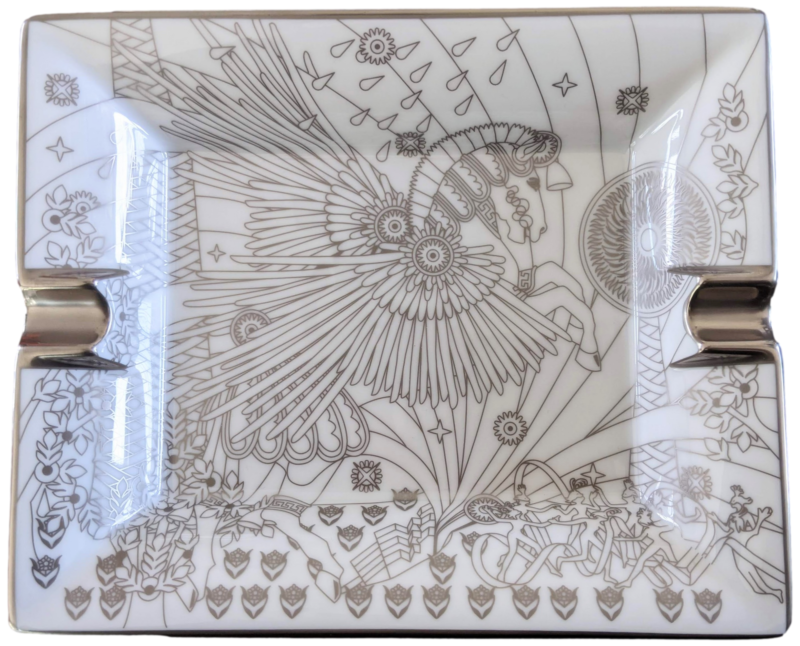 HERMES [JUTTA27] LA SOURCE DE PEGASE Limoges Porcelain Ashtray GM
