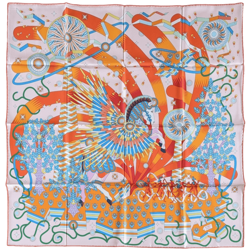 HERMES 2020 La Source de Pegase Twill Silk Scarf 90 x 90 cm,