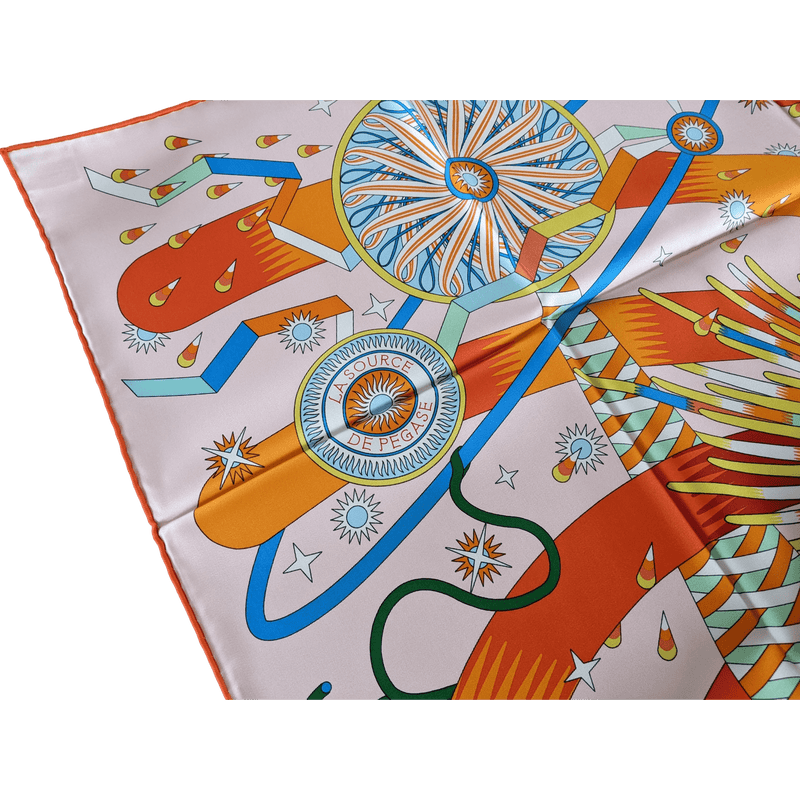 HERMES 2020 La Source de Pegase Twill Silk Scarf 90 x 90 cm,