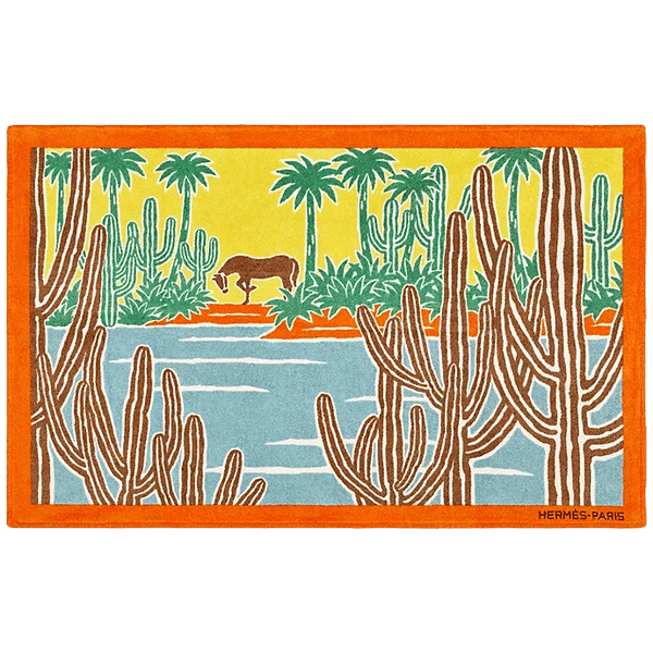 HERMES Tapis de Plage Le Bel Oasis Terry Cotton Beach Towel 90 x 150 cm