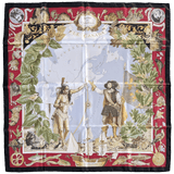 HERMES Black Border Le Canada by Kermit Oliver Twill Scarf 90 x 90 cm