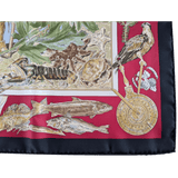 HERMES Black Border Le Canada by Kermit Oliver Twill Scarf 90 x 90 cm