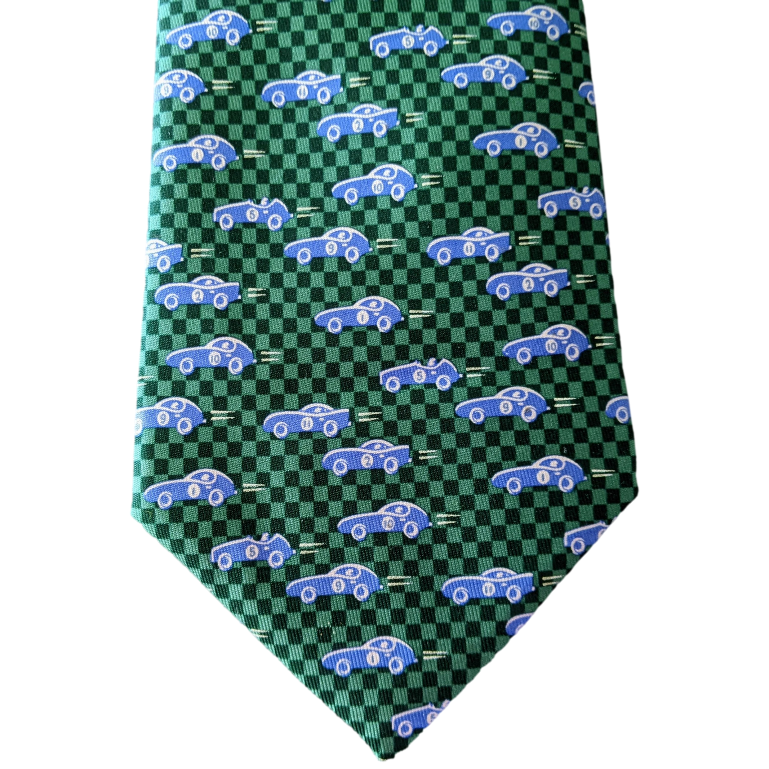 HERMES LE MANS 2006 Limited Green/Blue Twill Silk Tie 5319 TA