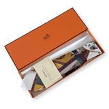 HERMES 1991 Vintage " Le Tarot "Twill Silk Tie 9.5 cm in Box