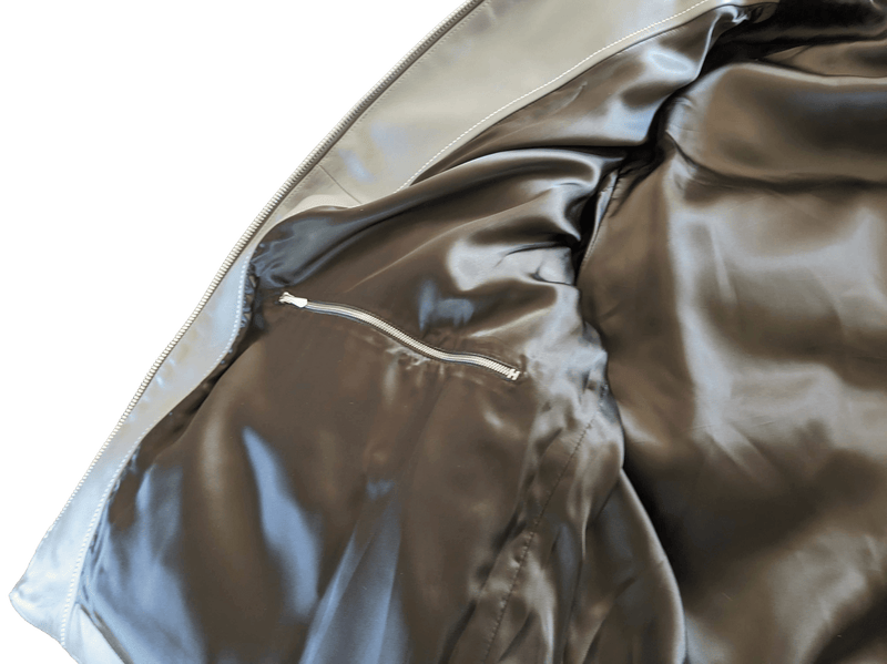 HERMES LEATHER DOWN DOUDOUNE Green-Grey Duck Lambskin Jacket SZ50 