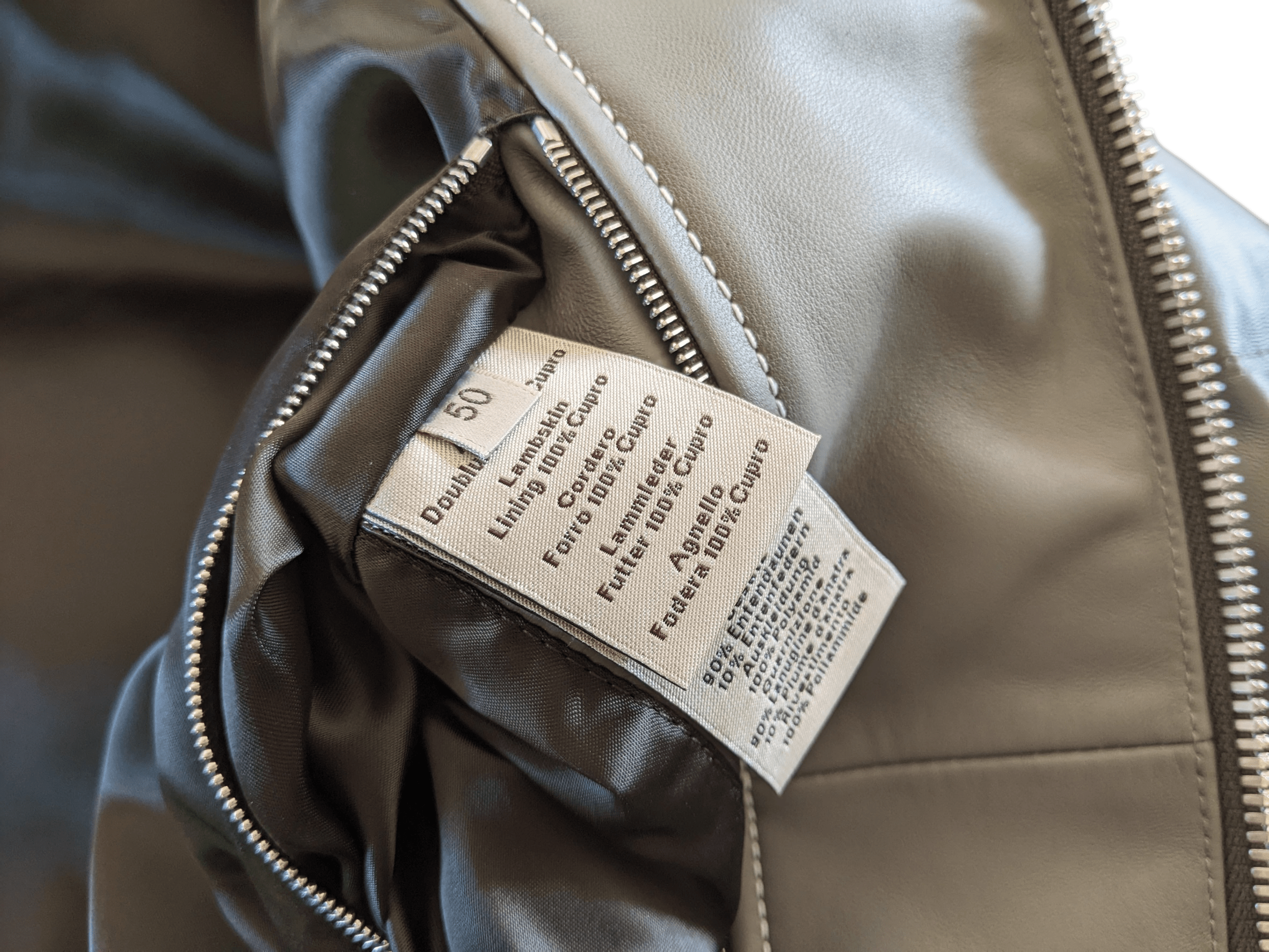HERMES LEATHER DOWN DOUDOUNE Green-Grey Duck Lambskin Jacket SZ50 
