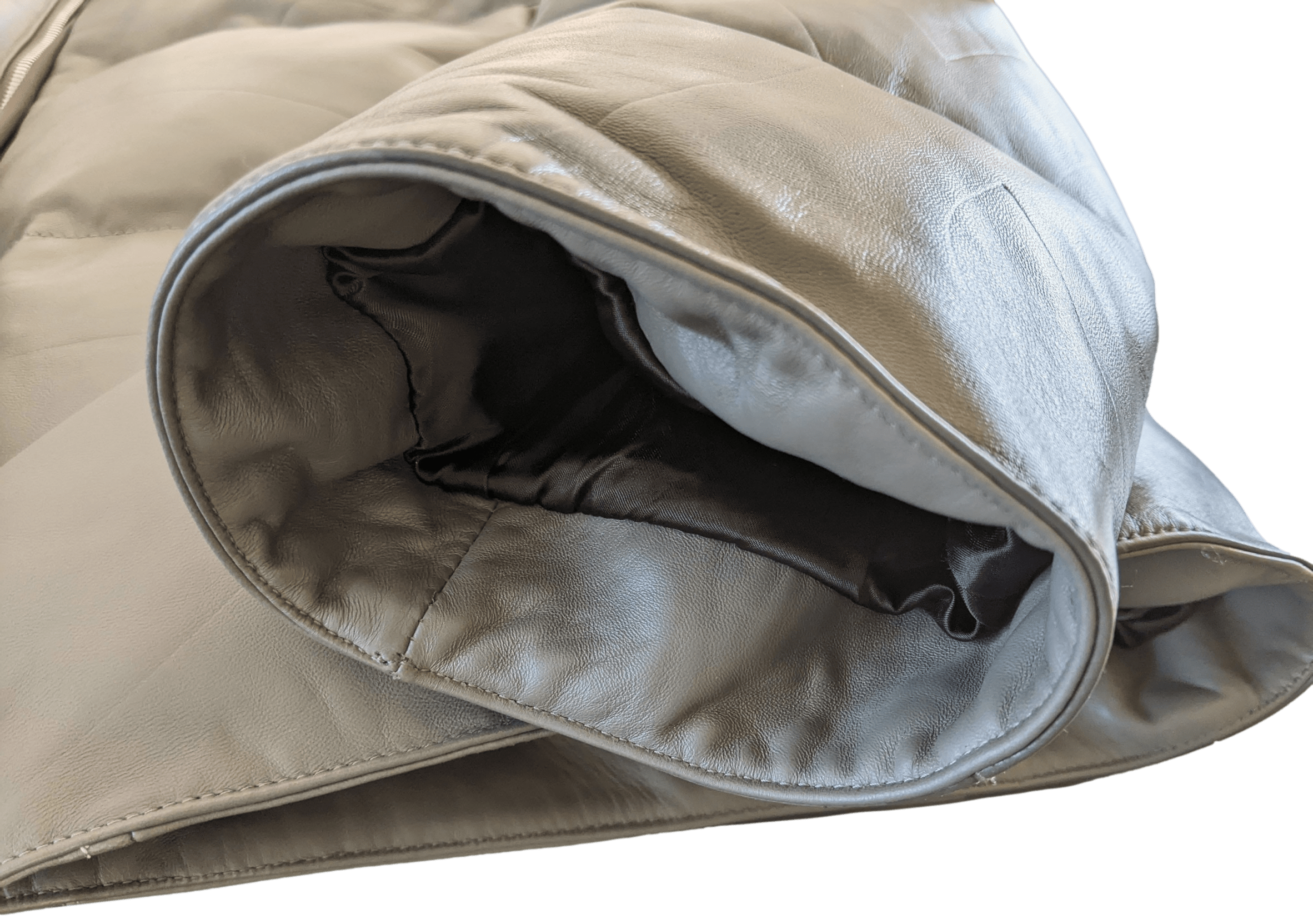 HERMES LEATHER DOWN DOUDOUNE Green-Grey Duck Lambskin Jacket SZ50 
