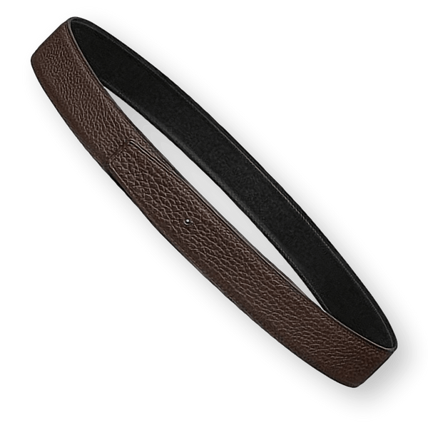 HERMES Black/Chocolat Leather Reversible Strap Belt 32 mm  display picture 3