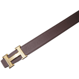 HERMES Black/Chocolat Leather Reversible Strap Belt 32 mm, Sz100