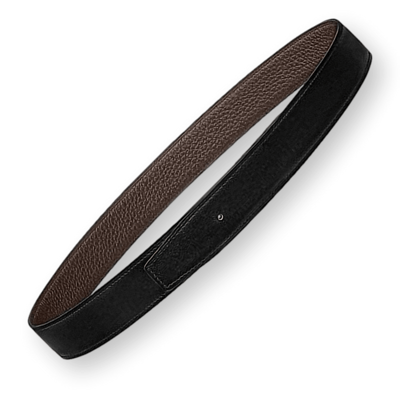 HERMES Black/Chocolat Leather Reversible Strap Belt 32 mm, Sz100