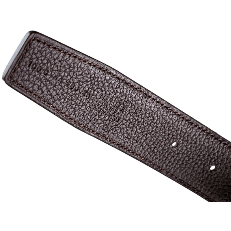HERMES Black/Chocolat Leather Reversible Strap Belt 32 mm, Sz100