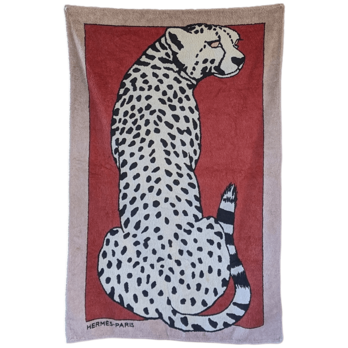 HERMES Leopard de dos Tapis de Plage Terry Beach Towel 90 x 150 cm