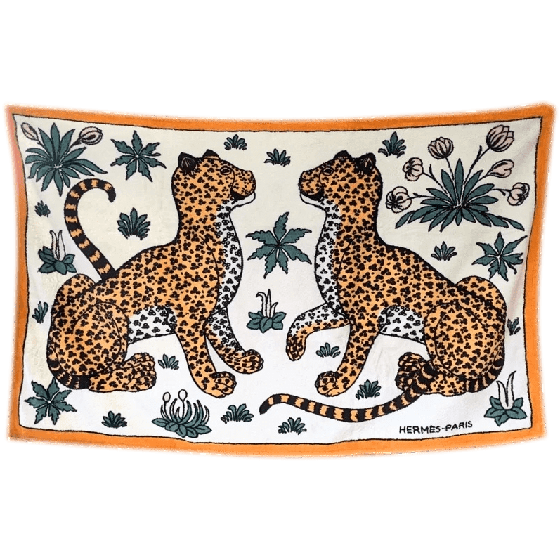 HERMES Leopards Terry Beach Towel 90 x 150 cm